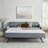 Twin Size Upholstery Daybed With Twin Size Erectable Trundle And USB Charging Design, Linen Grey-1549346804