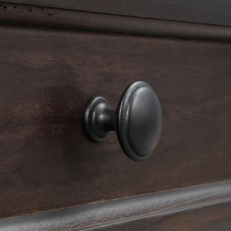Console en bois massif Cedric rustique avec tiroirs de rangement et tablette de présentation inférieure, Espresso