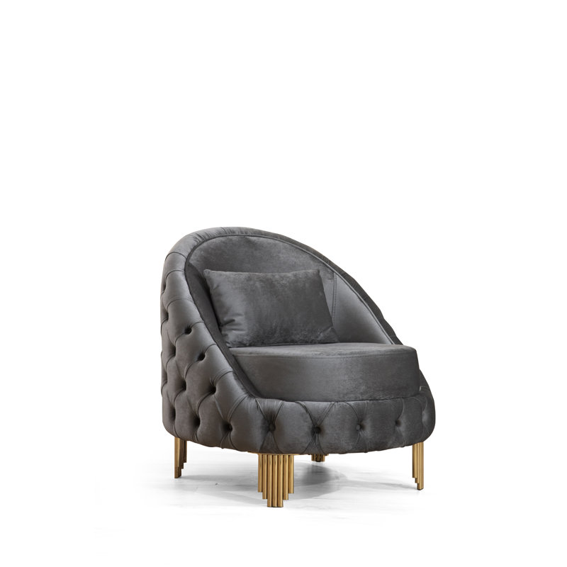 Chaise avec revêtement en velours capitonné