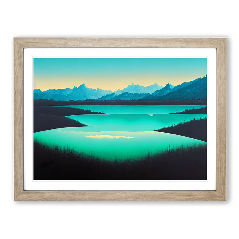 Mountain Lake - Framed Print, 34cm H x 46cm W, Oak Framed