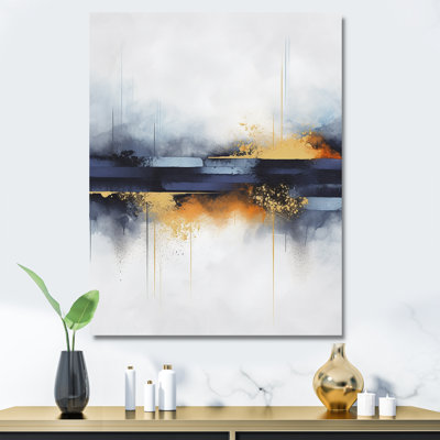 Abstrait bleu et cascade de marbre jaune V - Art mural abstrait