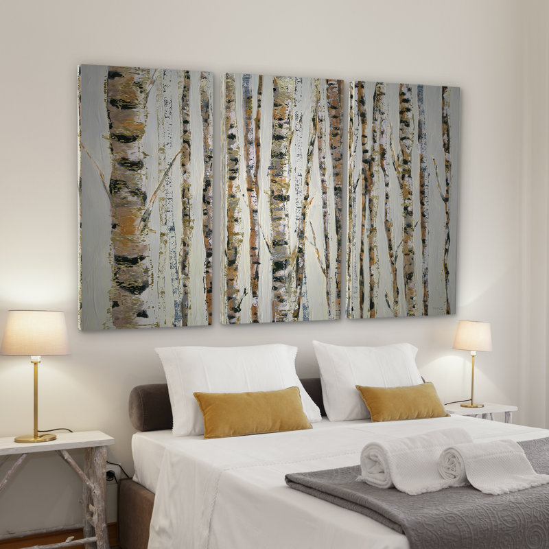 Éclat de bouleau-multi-pièces sur toile, H 40 po x l 60 po x P 1,5 po