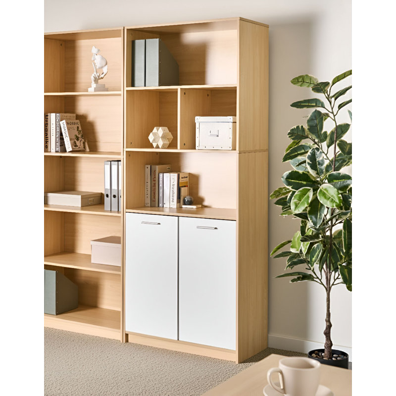 Almaguer 197cm H x 80cm W Particle Board Bookcase, Brown/White