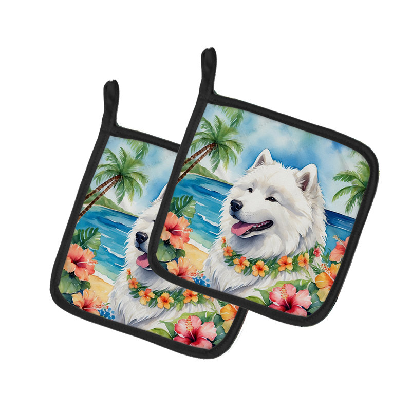 Caroline's Treasures Luau Party Floral Polyester Potholder Set