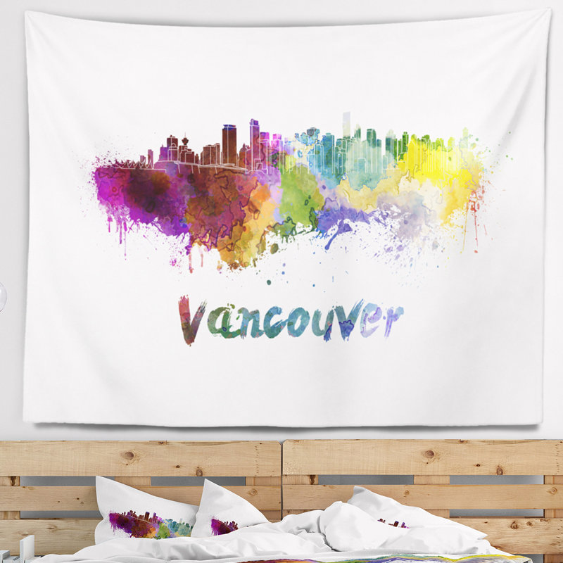 Tapisserie de skyline de vancouver Cityscape, H 78 po x l 92 po