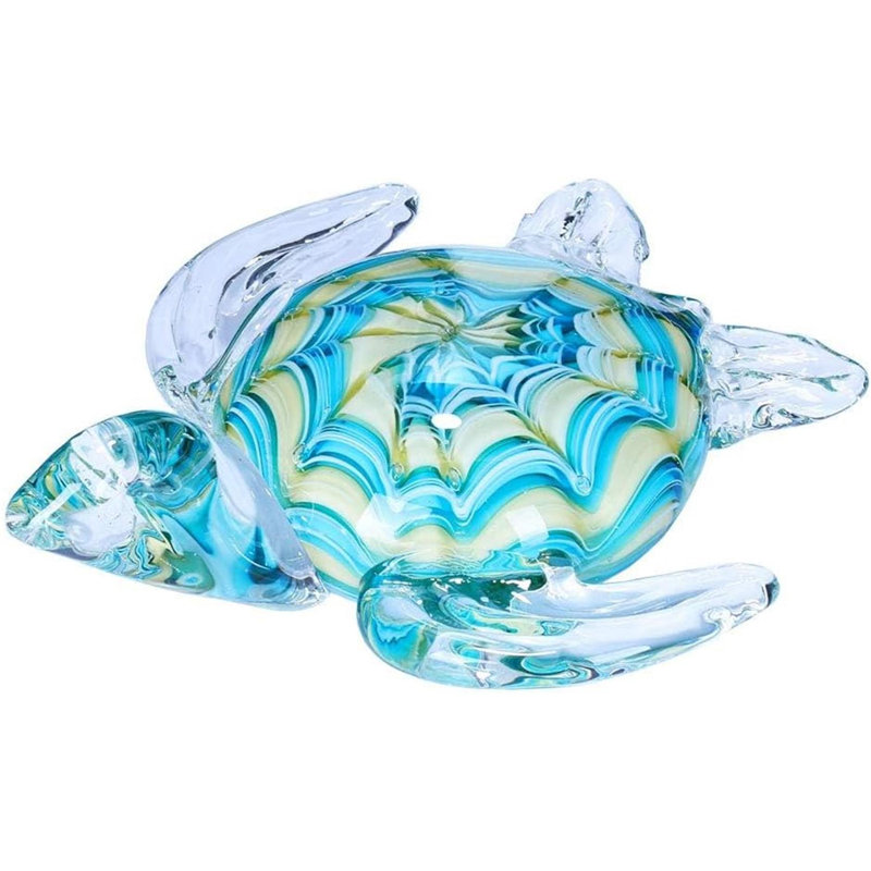 Blow molded glass turtle statue