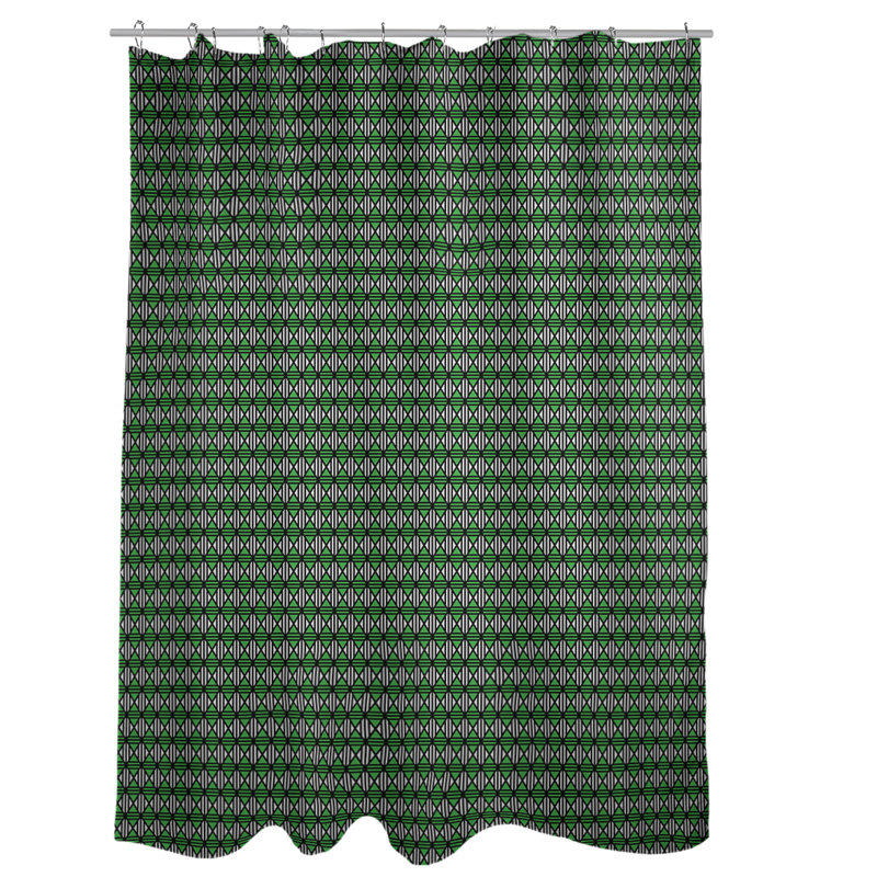 Rideau de douche simple à motif de losanges doublé classique, Vert