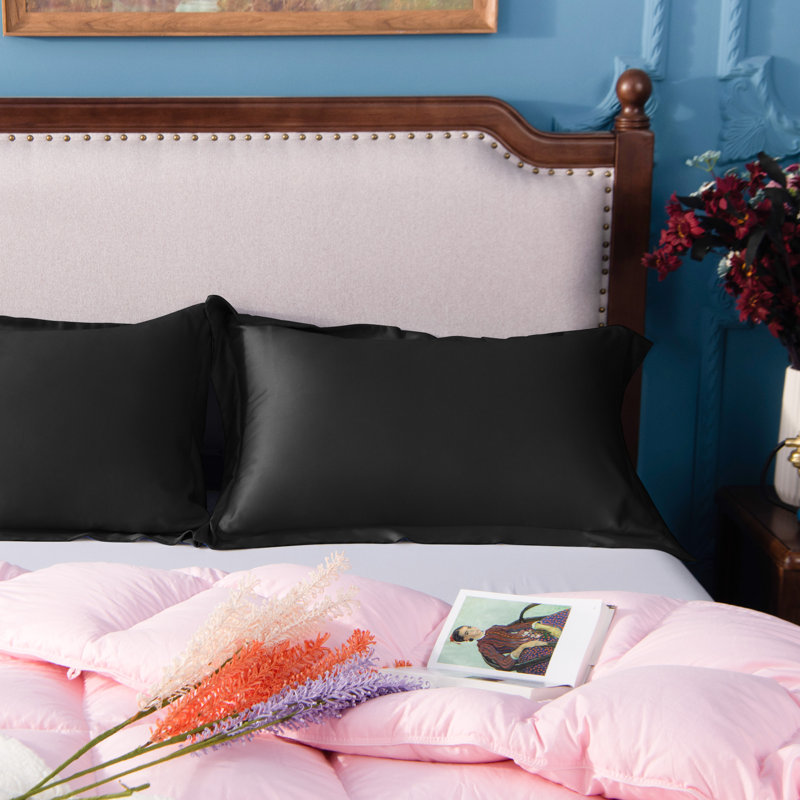 Satin Pillow Shams, Soft Silky and Smooth Luxury - NTBAY, King, Blue