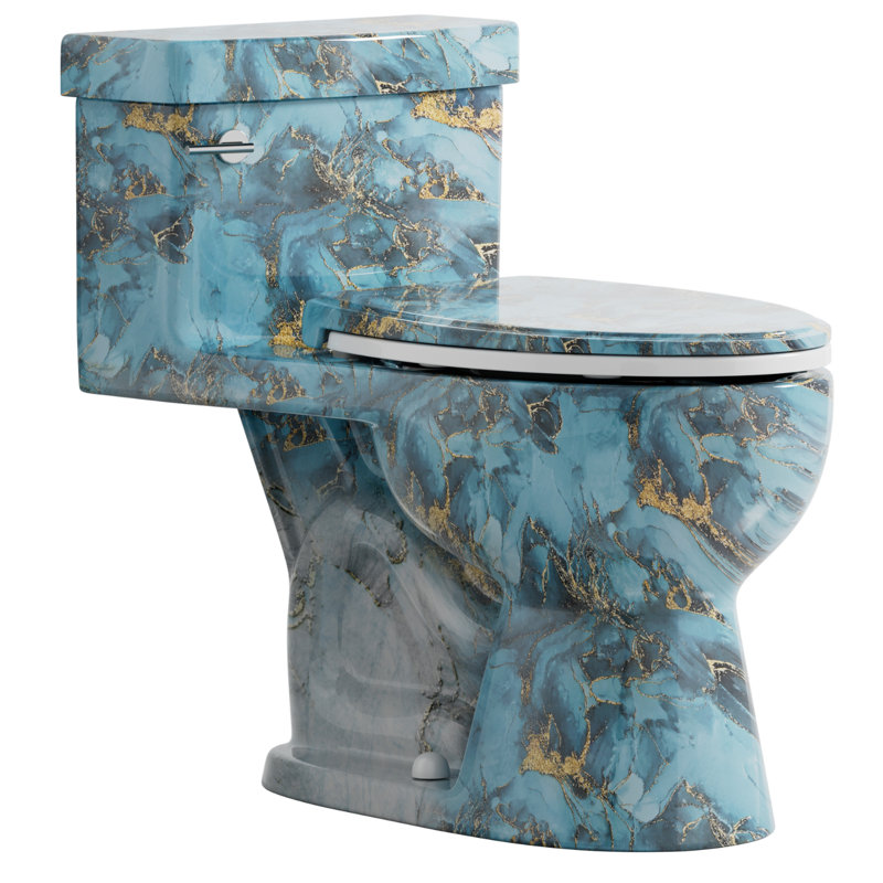 Elongated One-Piece Toilet With Round Base, ADA Comfort Height Toilet, 1.28 GPF Rim Jet Flush, Luxury Toilet, 12'' Rough-In