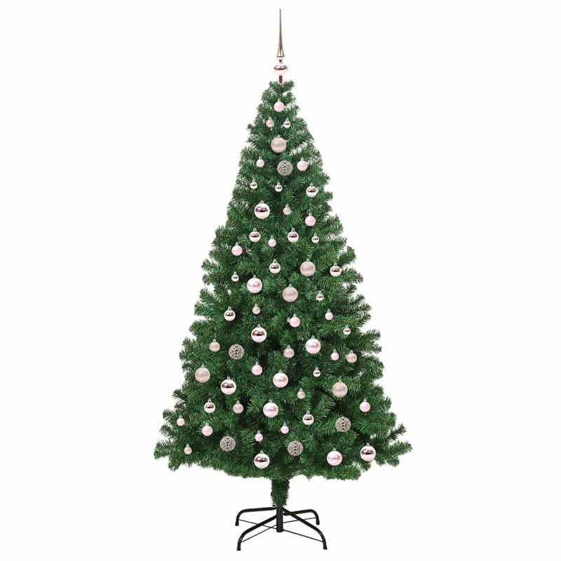 vidaXL Artificial Christmas Tree with 300 LEDs with Stand Green, 6.89 ft