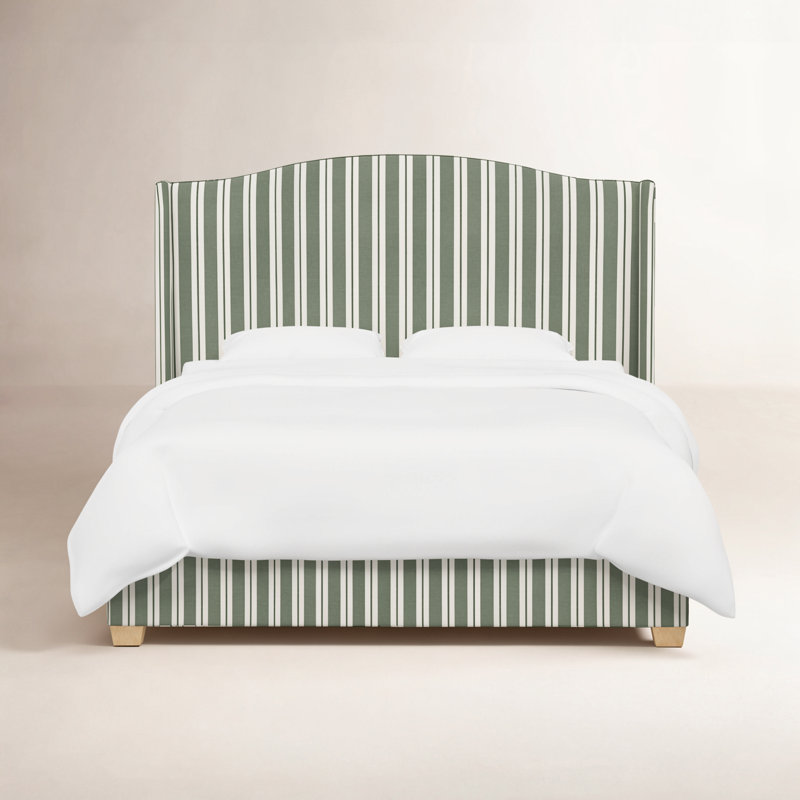 Lit tapissier standard bas Hagerman, Simple, Vert rayé Anderson