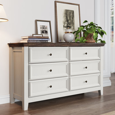 6-drawer Dresser For Bedroom, Farmhouse Chest Of Drawers Storage Cabinet For Living Room, Bedfoot, Hallway, Or Closet