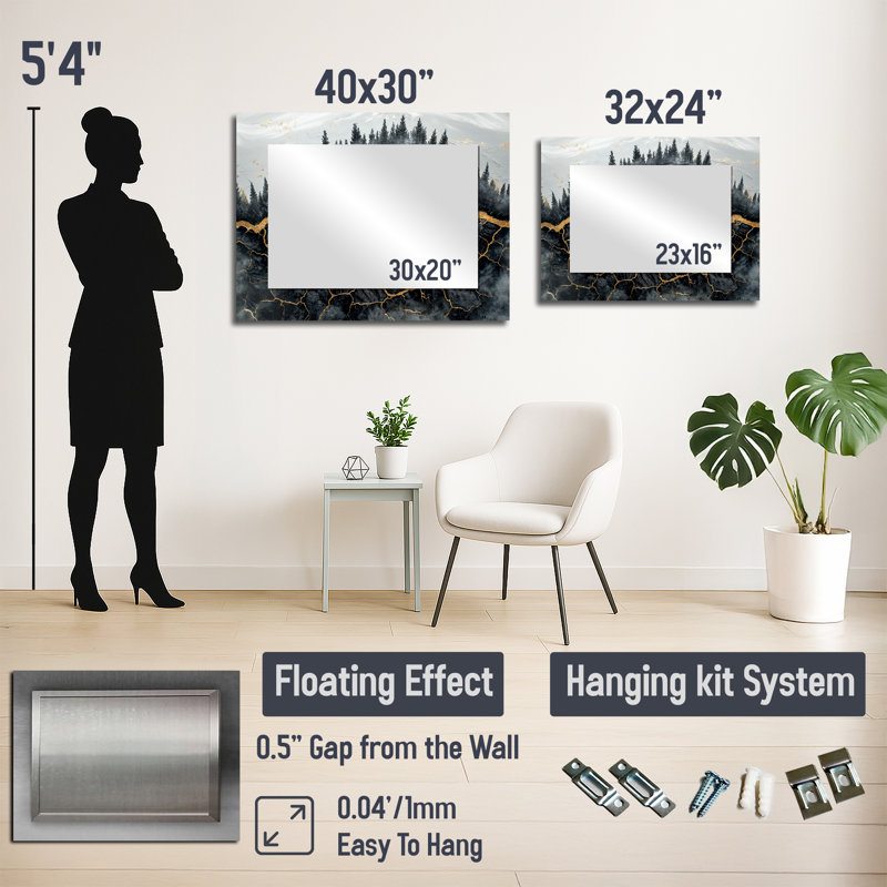 Miroir d'appoint mural Dark Forest, 24 po x 32 po
