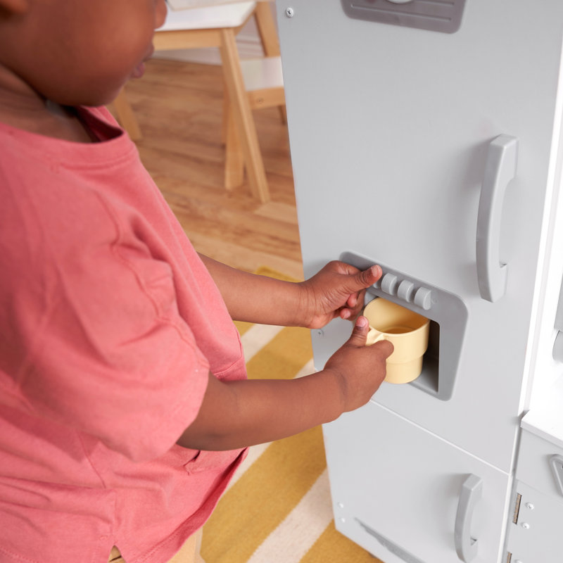 White Vintage Wooden Play Kitchen with Phone and Ice Maker