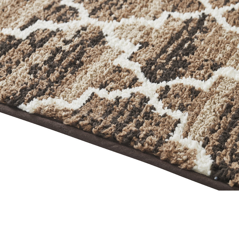 Ensemble de tapis de salle de bain 3 pièces à envers doux, absorbant et antidérapant Nolynn, Brun