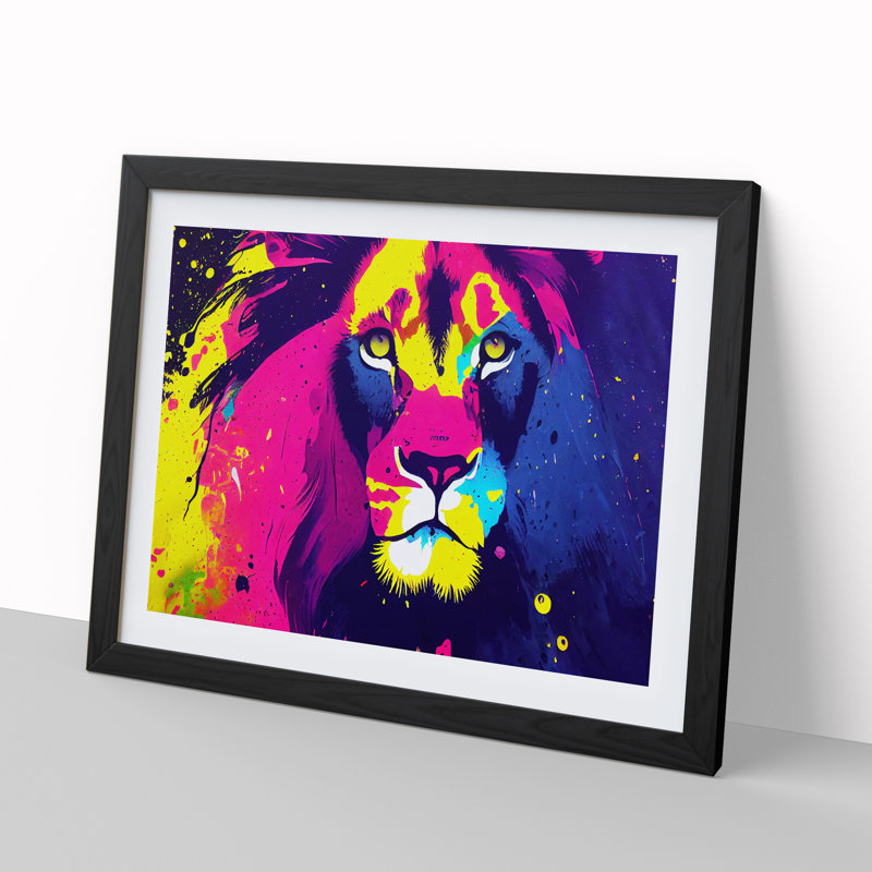 Splashed Lion Vol.3 Abstract - Framed Print, Black, 25cm H x 34cm W x 2cm D