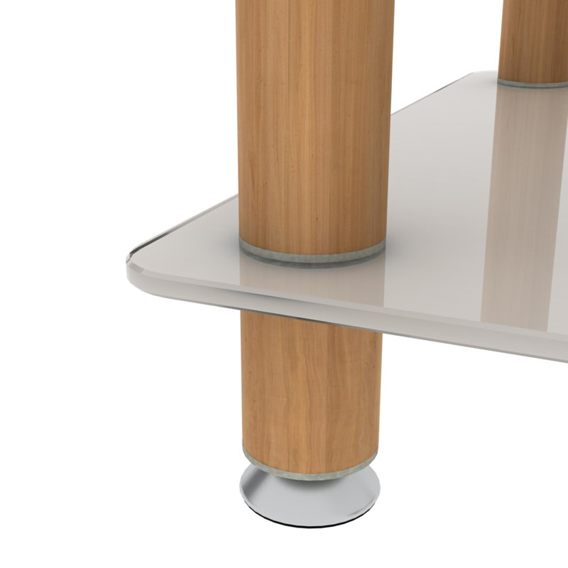 Ensemble de tables de bout à roulettes en verre avec rangement, Brun, Blanc