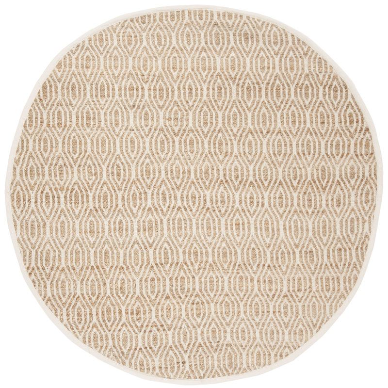 Tapis en jute / sisal tissé à la main à motif géométrique Gilchrist, Rond 6 pi