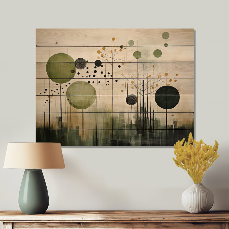 «Green Beige Modern Scandinavian Serenade I» sur impression sur bois, H 24 po x l 32 po x P 0,78 po