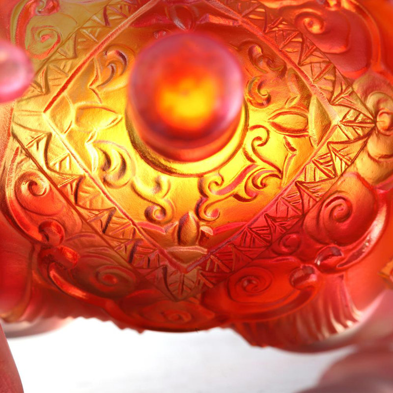 Liuli Crystal Elephant Raising Trunk Figurine