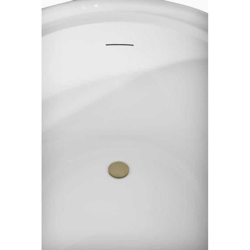 47" Streamline Soaking Freestanding Tub and Tray With Internal Drain, Brushed Brass