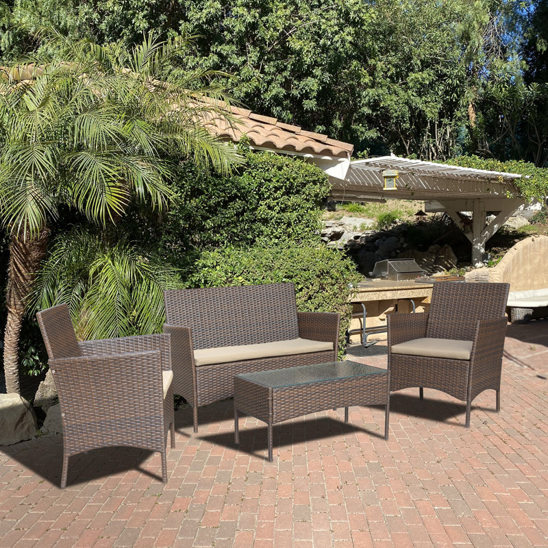 Achikam 4 - Person Patio Conversation Set with Cushions