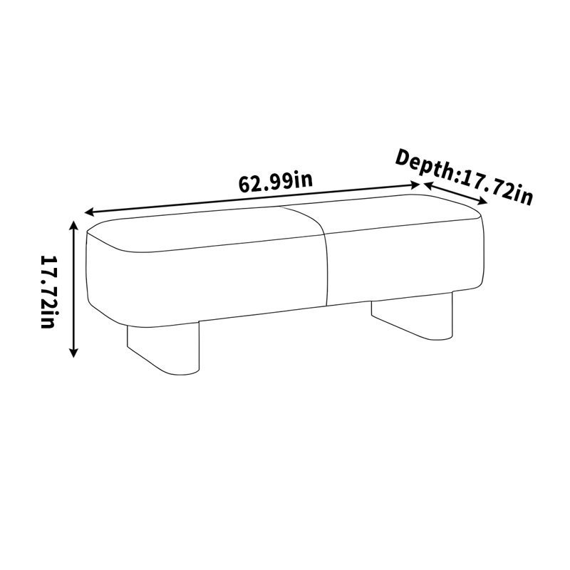 Coussin décontracté simple à banc long, 17.72" H x 62.99" W x 17.72" D