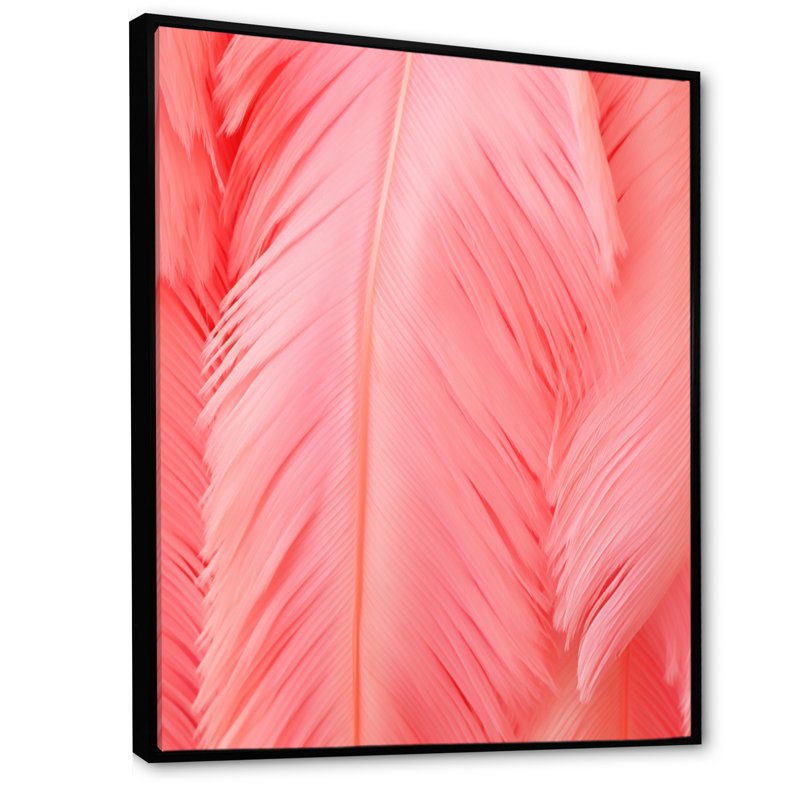 Boho Glam Pink Feather Elegance, reproduction sur toile encadrée, H 40 po x l 30 po, Cadre flottant noir