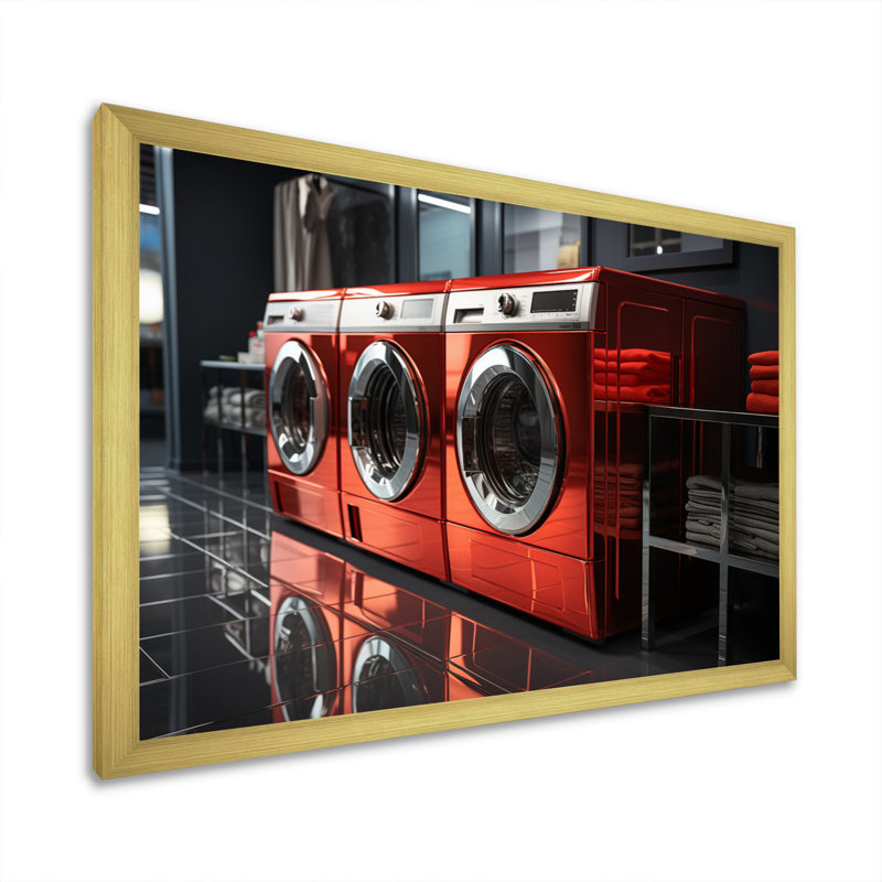 Blanchisserie, art mural, H 30 po x l 40 po x P 1,5 po, Encadrement doré