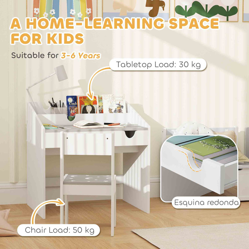 Jeff Kids 2 Piece Rectangular Play Or Activity Table and Chair Set