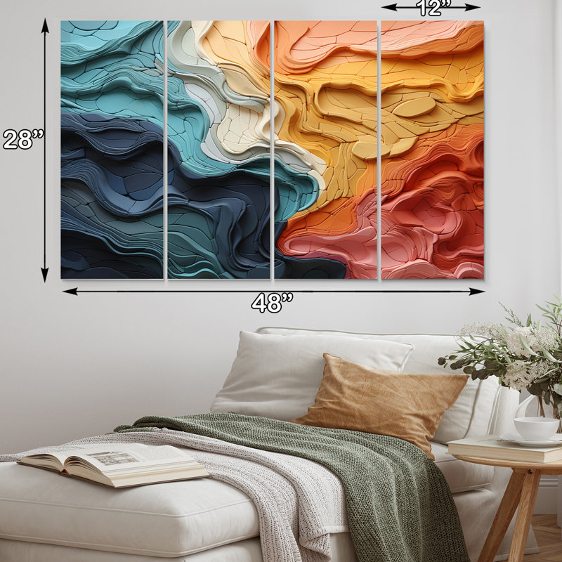 Biomorphism Organic Forms IV - Modern Wall Art Print - 4 Panels