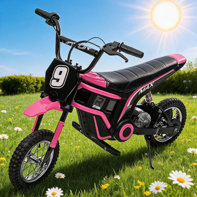 Electric Dirt Bike for Kids, 24V 350W Kids Electric Motorcycle, 3-Speed Modes & Up to 14.29 MPH, Metal Suspension Safe and Shock Proof, Children Off-Road Ride-On Motocross Dirt Bike