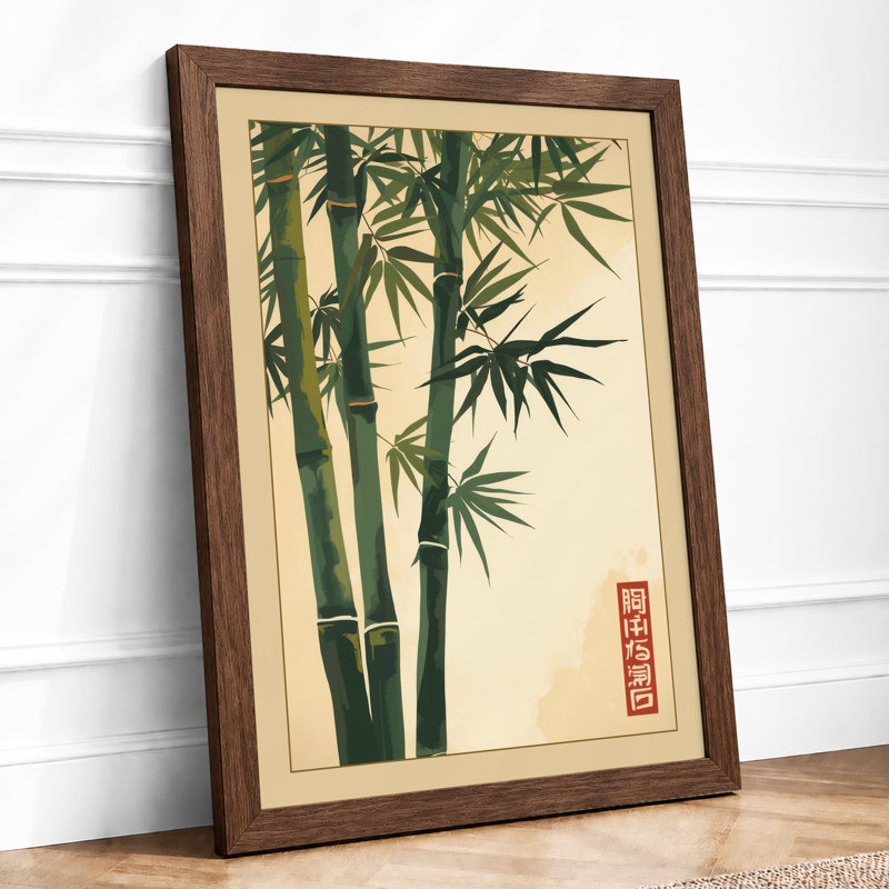 Bamboo Stems Japandi - Framed Print, Walnut, A3 - 42.0 x 29.7 cm