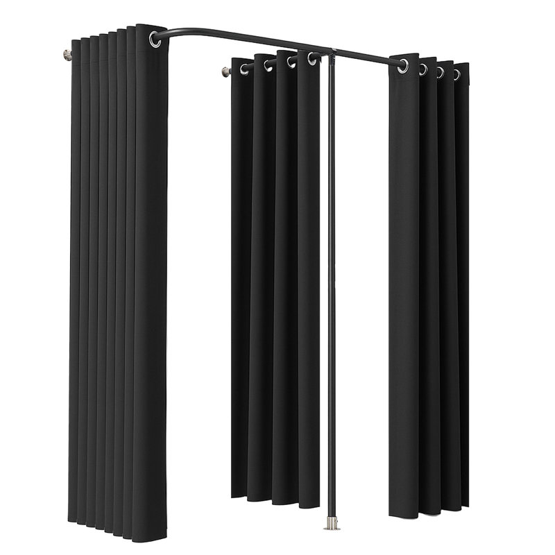 Cabine d'essayage, vestiaire portatif avec rideaux en polyester épais, vestiaires doubles avec rideaux de séparation, pour boutique, centre commercial, studio, magasin de tailleur et bureau 79 po x 39 po x 79 po (noir)