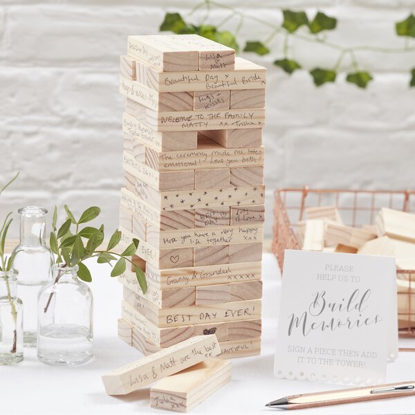 Wedding Guest Book Alternative, 72 PCS Wooden Block Guest Book for Wedding  Sign In, Reception, Baby Shower, Guestbook for Wedding, Unique Wedding Book  w 4 Paper Signs and 4 Color Signing Pens