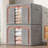Steel Frame Storage Box, Cloth Storage Box for Quilt Storage Box Folding Wardrobe Fabric Extra Large Storage Bag with Clear Window, Sturdy Zippers(Set of 3)-1039820337-1039820339