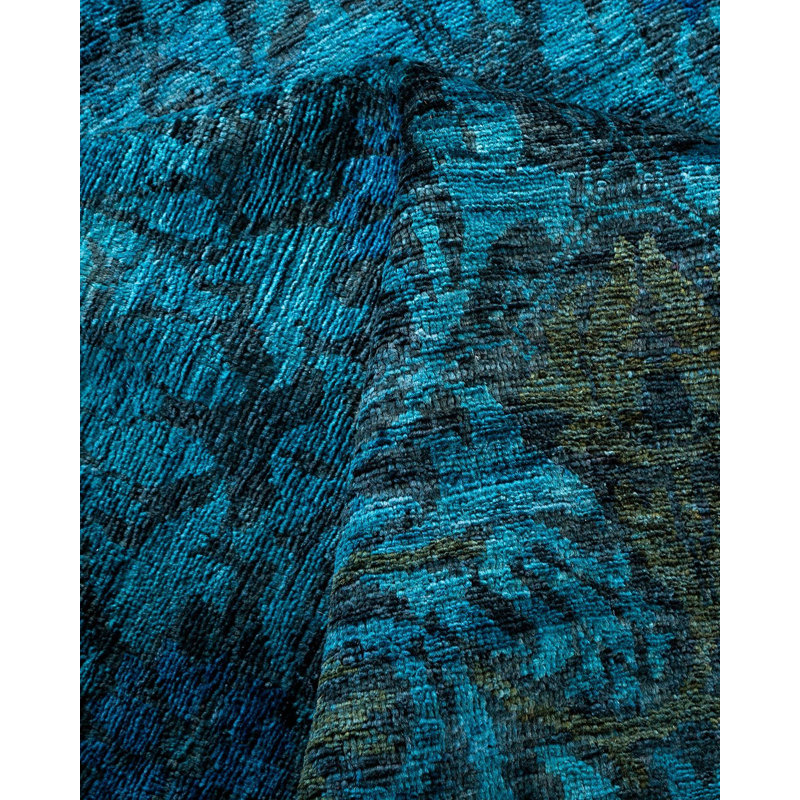Tapis bleu nouvel âge 9 pi 10 po x 8 pi 1 po Corina