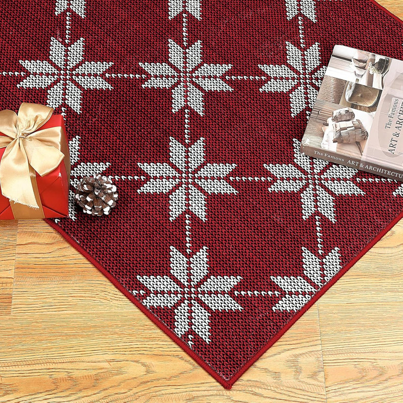 Christmas Eve Foldable Carpet - 2x3ft Thin Low Pile Accent Rug, Rectangle 9'1" x 12'1"