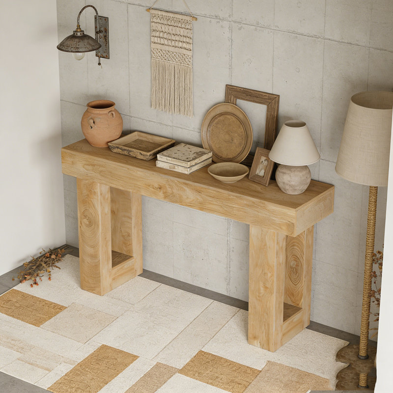 Wooden Sofa Console Table For Entryway, Natural