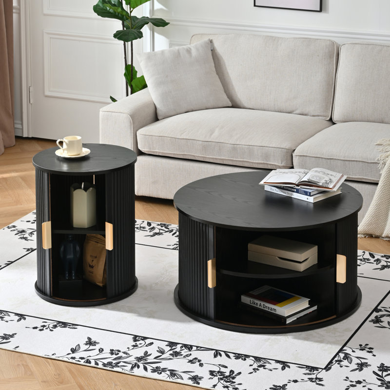 Ensemble de 2 tables basses rondes, Noir