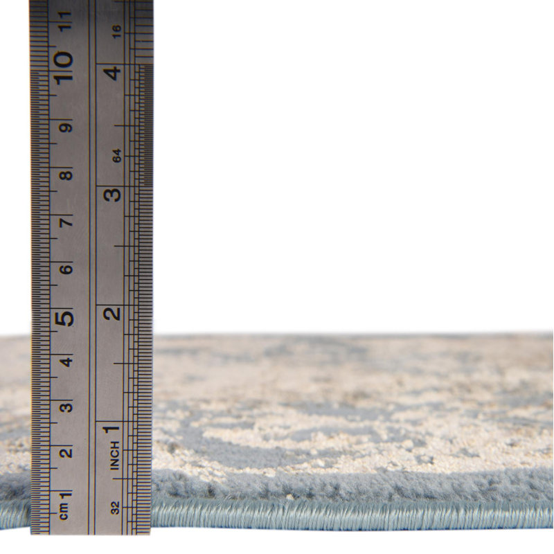 Tapis bleu sarcelle / beige Alamo, Ovale 5 pi 3 po x 8 pi