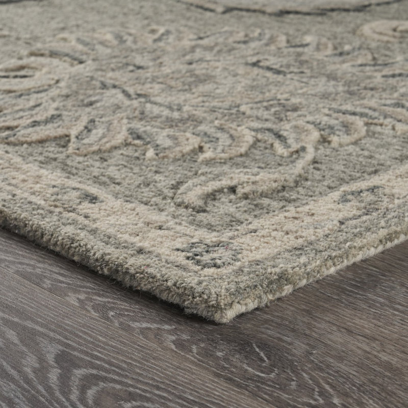 Munz Handmade Gray/Traditional Natural Wool Indoor Area Rug, Rectangle 7' x 9'