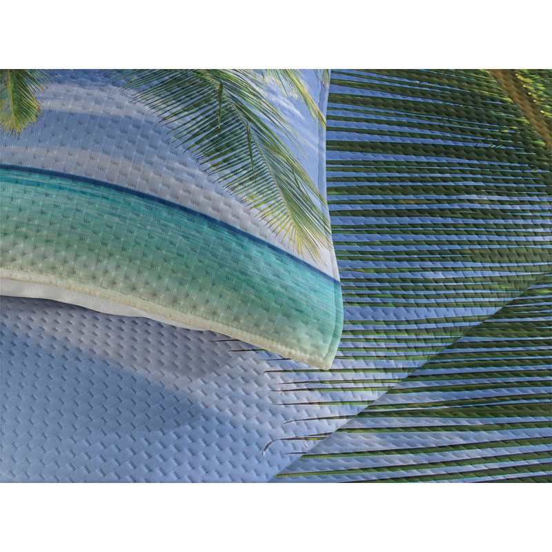 Hypnotic Coastal Polyester Coverlet, Twin Bedspread + 1 Sham