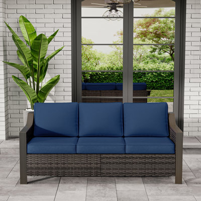 Premium Outdoor Patio Rattan Three-person Sofa by Winston Porter