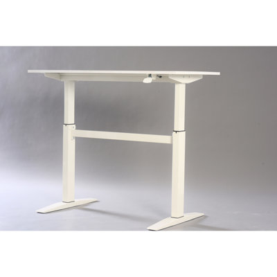 Bureau debout blanc de 47 po pour usage de bureau, forme rectangulaire, hauteur réglable, conception avec option de commande manuelle