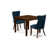 Antique Walnut Table with Navy Blue Chairs