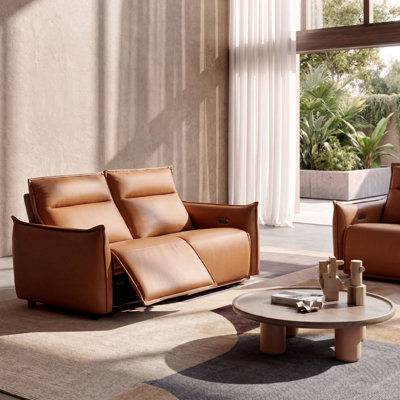 68.5" Leather Wall Hugger & Zero-Gravity 2 Seater Power Reclining Sofa, Loveseat With USB & Type-C Ports