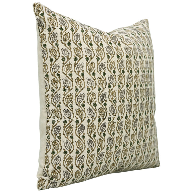 Housse de coussin en coton Floral, H 14 po x l 14 po, Carré