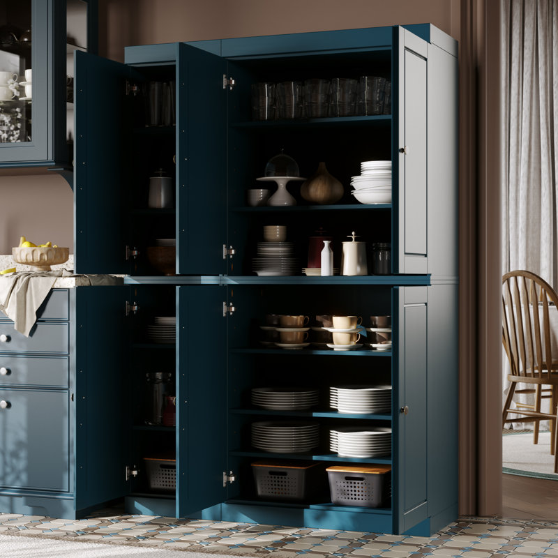 Nicu 100% Solid Wood Tall Kitchen Pantry Cabinet with Doors, Adjustable Shelves, Modular Kitchen Storage Cabinet, 48.5" W x 71.5" H