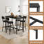 Ensemble de table de bar 5 pièces avec 4 tabourets de bar et assise en polyuréthane robuste, noir-1562067254